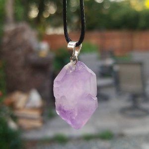Raw Amethyst Crystal Nugget Healing Necklace